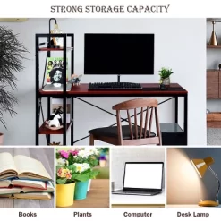 Costway 47.5'' Compact Computer Desk With 4-Tier Storage Bookshelves For Home Office -Baxton Studio Store GUEST ccfb9b5f d203 4e4a 8192 347ece746628