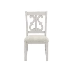 7pc Lexin Rustic Round Dining Table Set Distressed White/ Distressed Dark Oak - MiBasics -Baxton Studio Store GUEST cd55abca 2a3c 4104 a864 d07713fbb8fe