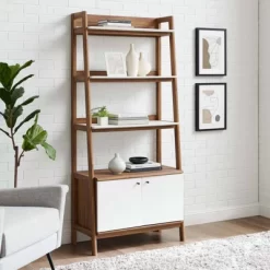 71" Bixby Bookshelf Display White/Walnut - Modway -Baxton Studio Store GUEST ce4f1b03 0a7f 440c bebc f4012031e7ad