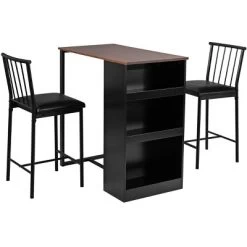 Tangkula 3-Piece Counter Table Set Bar Pub Dining Table Set With 3 Side Storage Brown -Baxton Studio Store GUEST ce61a50b ee08 42c6 aa67 4a1998d34d2c