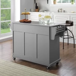 Stainless Steel Top Kitchen Cart/Island Vintage Gray - Crosley -Baxton Studio Store GUEST d1380488 8364 41e7 8f38 6fa27d5d8f6e