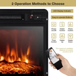 Costway 58'' 2-Tier Fireplace TV Stand W/18'' Electric Fireplace Up To 65'' Grey -Baxton Studio Store GUEST d28a63b4 340e 437f a947 0d5210e54d30