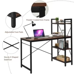 Costway 47.5'' Compact Computer Desk With 4-Tier Storage Bookshelves For Home Office -Baxton Studio Store GUEST d29cd795 8626 4e3b a800 ed3f70e4dd60