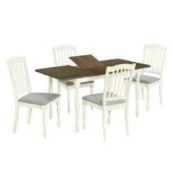 5 PCS Mid-Century Extendable Dining Table Set With 15inch Butterfly Leaf And 4 Upholstered Chairs-ModernLuxe -Baxton Studio Store GUEST d42101a5 5fd7 4ae7 88cf ba678d172656