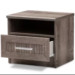 Gallia Modern And Contemporary Oak Finished 1 Drawer Nightstand Brown - Baxton Studio