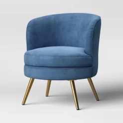 Beadle Accent Chair With Brass Leg Velvet Blue - Project 62™ -Baxton Studio Store GUEST d4679c72 a785 43ed aaa6 06383e4211f6