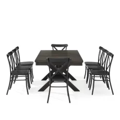 9pc Hayden Extendable Dining Set With Camille Chairs Matte Black/Slate - Crosley 23 9pc Hayden Extendable Dining Set With Camille Chairs Matte Black/Slate - Crosley -Baxton Studio Store GUEST d4d55860 0e81 4b91 a1a6 376cc24dfe73