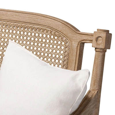 Clemence Upholstered Whitewashed Wood Sofa Loveseat Ivory/Oak - Baxton Studio 8 Clemence Upholstered Whitewashed Wood Sofa Loveseat Ivory/Oak - Baxton Studio - Image 6