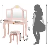 Costway Kids Makeup Dressing Table Chair Set Princess Vanity & Tri-folding Mirror