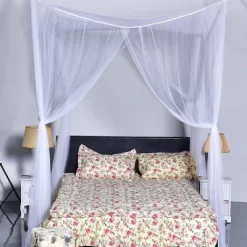 4 Corner Post Bed Canopy Mosquito Net Full Queen King Size Netting Bedding White -Baxton Studio Store GUEST d60acd74 04f9 43e5 8f86 655555b9ac8e