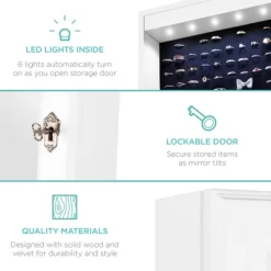 Best Choice Products 6-Tier Standing Mirror Lockable Storage Organizer Cabinet Armoire W/ LED Lights -Baxton Studio Store GUEST d6439492 b0d9 465d 9d99 83997e77f5c5