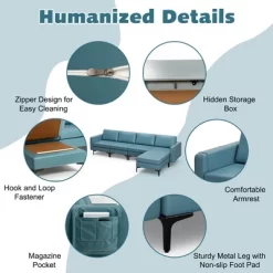 Costway Modular L-shaped Sectional Sofa W/ Reversible Chaise & 4 USB Ports -Baxton Studio Store GUEST d6560246 200c 4541 af16 ed1b517de16f