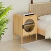 Aash 22.05"H*15.75"W*15.35"D Bamboo Bedside Table With Storage,Bamboo Nightstand With 1 Door And Adjustable Inner Shelves-The Pop Home -Baxton Studio Store GUEST d6cde826 5e01 41a6 84ca d8148019aa1e