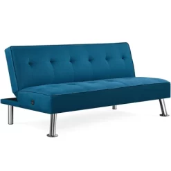Yaheetech Modern Fabric Convertible Futon Sofa Bed With USB Ports -Baxton Studio Store GUEST d70b4c77 487d 4d93 96fc 169dda4637db