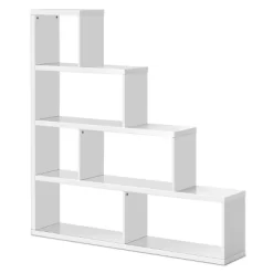 Tangkula 4-Layer Corner Storage Rack Freestanding Display Bookshelf Burlywood/White -Baxton Studio Store GUEST d84d0676 8679 4f3c 9a0f c1553797f019