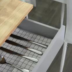 HOMCOM Kitchen Island Cart Rolling Trolley Cart With Drawer, Storage Cabinet & Towel Rack, Gray -Baxton Studio Store GUEST d9592ebe b1ad 472a b5e4 9f9d3118c3ec