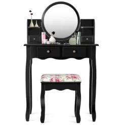 Costway Makeup Vanity Table Drawers Oval Dressing Table Kids Gift -Baxton Studio Store GUEST daac9ddf 516c 4cd2 9117 92acb7a5a6f0