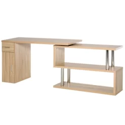HOMCOM L-Shaped Rotating Computer Desk Home Office Study Workstation With Storage Shelves, Cabinet And Drawer For Home & Office -Baxton Studio Store GUEST db214b60 35d7 4482 aca5 e3affd187af0