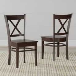 Glenwillow Home Oval Butterfly Leaf Dining Table + Cross Back Dining Chairs Dining Set -Baxton Studio Store GUEST dbae91ce 9d32 4be5 9c09 cbc023fb42c3