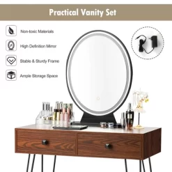 Costway Vanity Makeup Dressing Table W/ 3 Lighting Modes Mirror Touch Switch RusticCoffee -Baxton Studio Store GUEST dc2fc553 9ecc 4979 9a0a 4b4487d44b76
