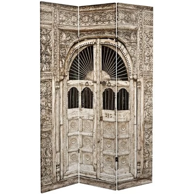 6" Double Sided Stone Doorway Canvas Room Divider Gray - Oriental Furniture 3 6" Double Sided Stone Doorway Canvas Room Divider Gray - Oriental Furniture