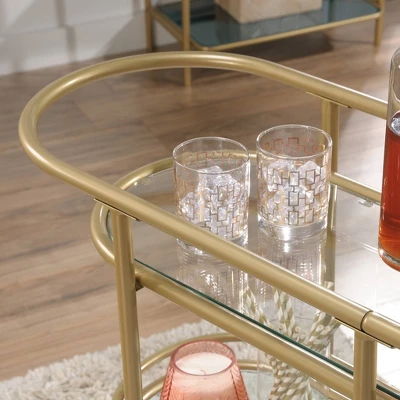 Coral Cape Bar Cart With Metal And Glass Satin Gold - Sauder 6 Coral Cape Bar Cart With Metal And Glass Satin Gold - Sauder - Image 4