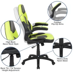 Flash Furniture Gaming Desk And Racing Chair Set With Cup Holder, Headphone Hook & 2 Wire Management Holes -Baxton Studio Store GUEST ddf3f9a2 09b8 481b a131 406eebbd0728