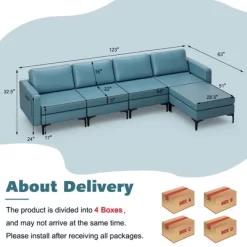 Costway Modular L-shaped Sectional Sofa W/ Reversible Chaise & 4 USB Ports -Baxton Studio Store GUEST deebff85 5113 4476 8da5 f4cedf6befee
