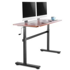 Tranzendesk Standing Desk – 55" Manual Height Adjustable Workstation – Cherry – Stand Steady -Baxton Studio Store GUEST def593a7 ccab 4f2a aa9e f8b39e3e1a6d
