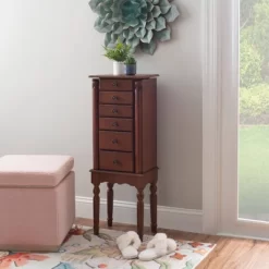 Wylie Jewelry Armoire Cherry Red - Powell Company -Baxton Studio Store GUEST df3710c2 01e0 47b9 9fea 7c12b6a5a876