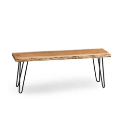 Alaterre Furniture Hairpin Natural Brown Live Edge Wood With Metal Bench -Baxton Studio Store GUEST df3df2e5 801c 46e9 8298 27d8bd01c690