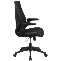 Emma And Oliver High Back Black Mesh Swivel Ergonomic Office Chair With Adjustable Flip-Up Arms -Baxton Studio Store GUEST df464d0a 6258 47e8 9d20 34b48b93faac
