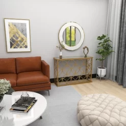 Rectangular Traditional Modern Metal Console Table Gold - Olivia & May -Baxton Studio Store GUEST dfa7559c ee83 40eb 8bd2 c15f6348ab00