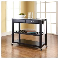 Stainless Steel Top Kitchen Cart/Island With Optional Stool Storage - Crosley -Baxton Studio Store GUEST e05ca4fa 285a 4469 b1ff d98232037f69
