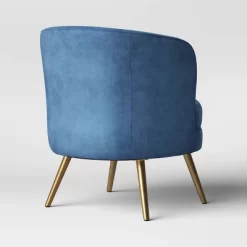 Beadle Accent Chair With Brass Leg Velvet Blue - Project 62™ -Baxton Studio Store GUEST e11583ec 29c6 45c1 beb3 aaaa0bb28088