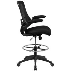 Flash Furniture Mid-Back Black Mesh Ergonomic Drafting Chair With Adjustable Foot Ring And Flip-Up Arms -Baxton Studio Store GUEST e1b9ba26 dd64 431a affe d841aa24466d