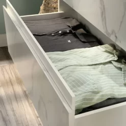 Hudson Court 4 Drawer Vertical Chest With Faux Marble Finish Pearl Oak - Sauder -Baxton Studio Store GUEST e1d1ad89 059f 4785 8540 dbb73d1c827d