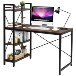 Costway 47.5'' Compact Computer Desk With 4-Tier Storage Bookshelves For Home Office -Baxton Studio Store GUEST e2d3c891 8464 464c 8fc1 e5e6e34ff8f5