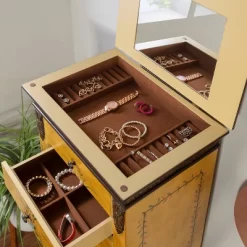 Beatrice Antique Parchment Hand Painted Jewelry Armoire - Powell Company -Baxton Studio Store GUEST e2e5afd7 c178 42fb 9098 e08edcb21e41