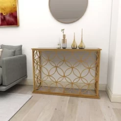 Rectangular Traditional Modern Metal Console Table Gold - Olivia & May -Baxton Studio Store GUEST e363bbee 13e6 47ea bfec 0e9b3b175b1e