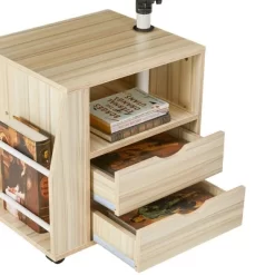 EROMMY 360 Degree Swivel Top Adjustable Height Bedside Nightstand End Table With Storage Drawers, Shelves, Lockable Wheels, & Computer Baffle, Natural 8 EROMMY 360 Degree Swivel Top Adjustable Height Bedside Nightstand End Table With Storage Drawers, Shelves, Lockable Wheels, & Computer Baffle, Natural -Baxton Studio Store GUEST e40cf5e1 9d8e 42fa a7b7 ab19dfea95bf