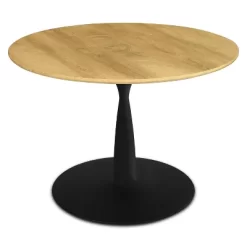Harrison 35'' Wood Grain Finish Round Top With Metal Base Round Pedestal Dining Table-The Pop Maison -Baxton Studio Store GUEST e4d293bb 484a 42e6 ac3f c61cd596fba9