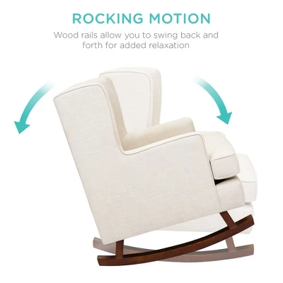 Best Choice Products Rocking Accent Chair, Tufted Upholstered Wingback For Home, Nursery W/ Wood Frame 3 Best Choice Products Rocking Accent Chair, Tufted Upholstered Wingback For Home, Nursery W/ Wood Frame