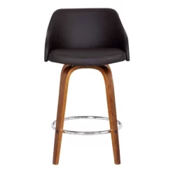 30" Alec Bar Height Swivel Barstool Walnut/Brown - Armen Living