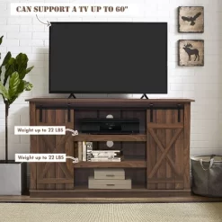 Costway Sliding Barn TV Stand Console Table For TV's Up To 60'' Entertainment Center -Baxton Studio Store GUEST e6aee616 33f0 41aa acfd 8144d129142c