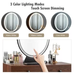 Costway Vanity Makeup Dressing Table W/ 3 Lighting Modes Mirror Touch Switch RusticCoffee -Baxton Studio Store GUEST e6e88a6e 690f 46f9 b6ae ec566b8c2fa8
