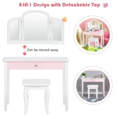 Costway Kids Vanity Set Princess Makeup Dressing Play Table Set W/Mirror White Pink 17 Costway Kids Vanity Set Princess Makeup Dressing Play Table Set W/Mirror White Pink -Baxton Studio Store GUEST e737b925 e9e2 414f b47f af4aa94c6f8c