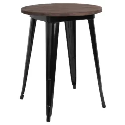 Flash Furniture 24" Round Metal Indoor Table With Rustic Wood Top -Baxton Studio Store GUEST e808f76f b488 4f38 9503 9fb51836c741
