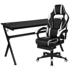 Flash Furniture Gaming Desk With Cup Holder/Headphone Hook/Removable Mousepad Top & Reclining Back/Arms Gaming Chair With Footrest -Baxton Studio Store GUEST e83372ce 1d7b 4bba b0a1 0286982c596f