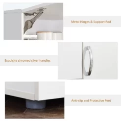 HOMCOM 66" Buffet With Hutch, Freestanding Kitchen Pantry With 2 Large Cabinets, 1 Pull Up Cabinet, 3 Drawers & Wide Countertop, White -Baxton Studio Store GUEST e88114fb ec7a 4780 8bb0 d8c7d31a12de